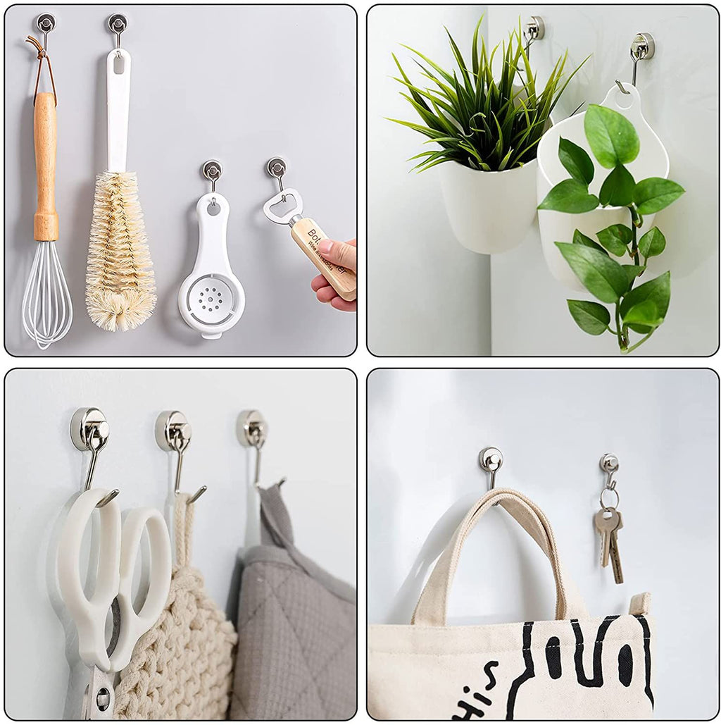 Heavy Duty Magnetic Hooks, Neodymium Swivel Hook Magnets, 360° Rotating Metal Hooks for Kitchen, Garage, Refrigerator and Home Storage
