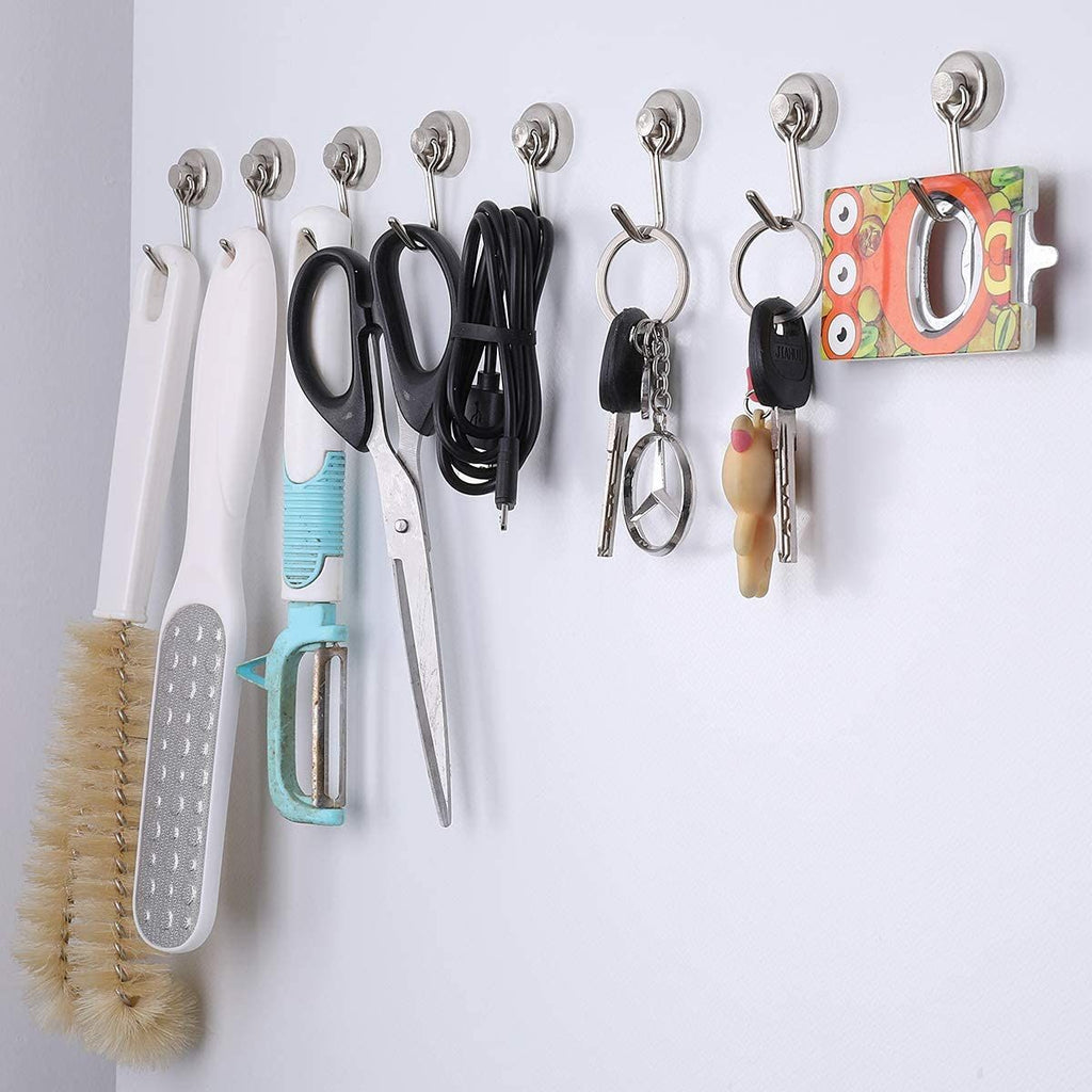 Heavy Duty Magnetic Hooks, Neodymium Swivel Hook Magnets, 360° Rotating Metal Hooks for Kitchen, Garage, Refrigerator and Home Storage