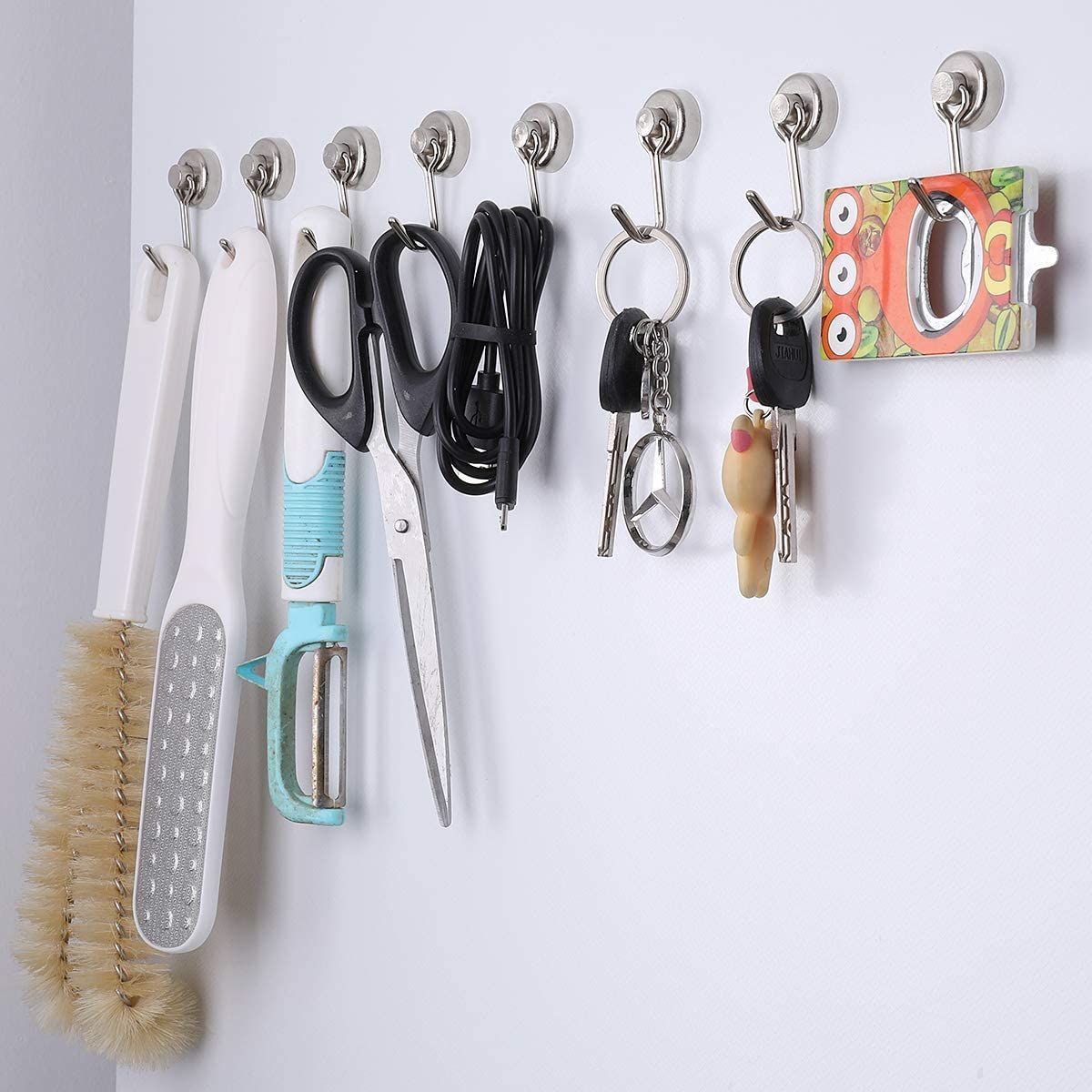 Heavy Duty Magnetic Hooks, Neodymium Swivel Hook Magnets, 360° Rotating Metal Hooks for Kitchen, Garage, Refrigerator and Home Storage
