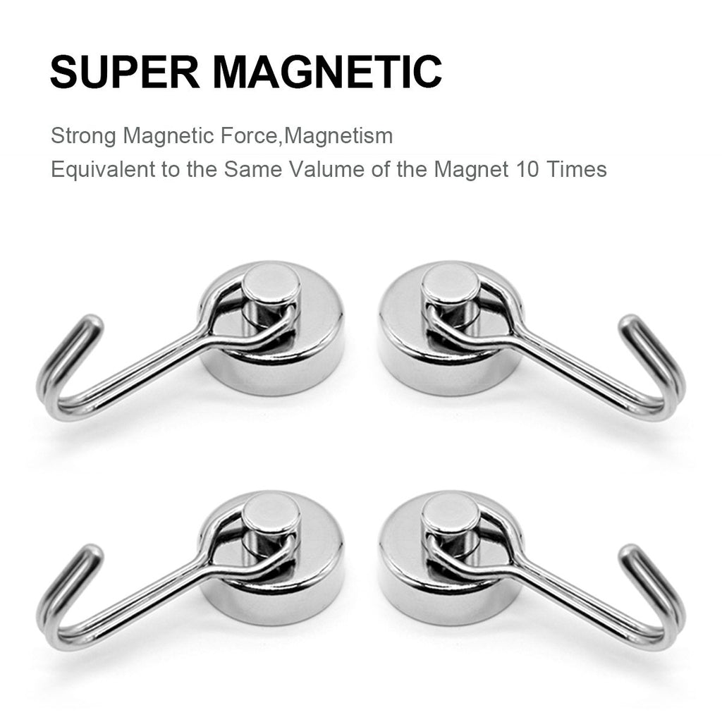 Heavy Duty Magnetic Hooks, Neodymium Swivel Hook Magnets, 360° Rotating Metal Hooks for Kitchen, Garage, Refrigerator and Home Storage