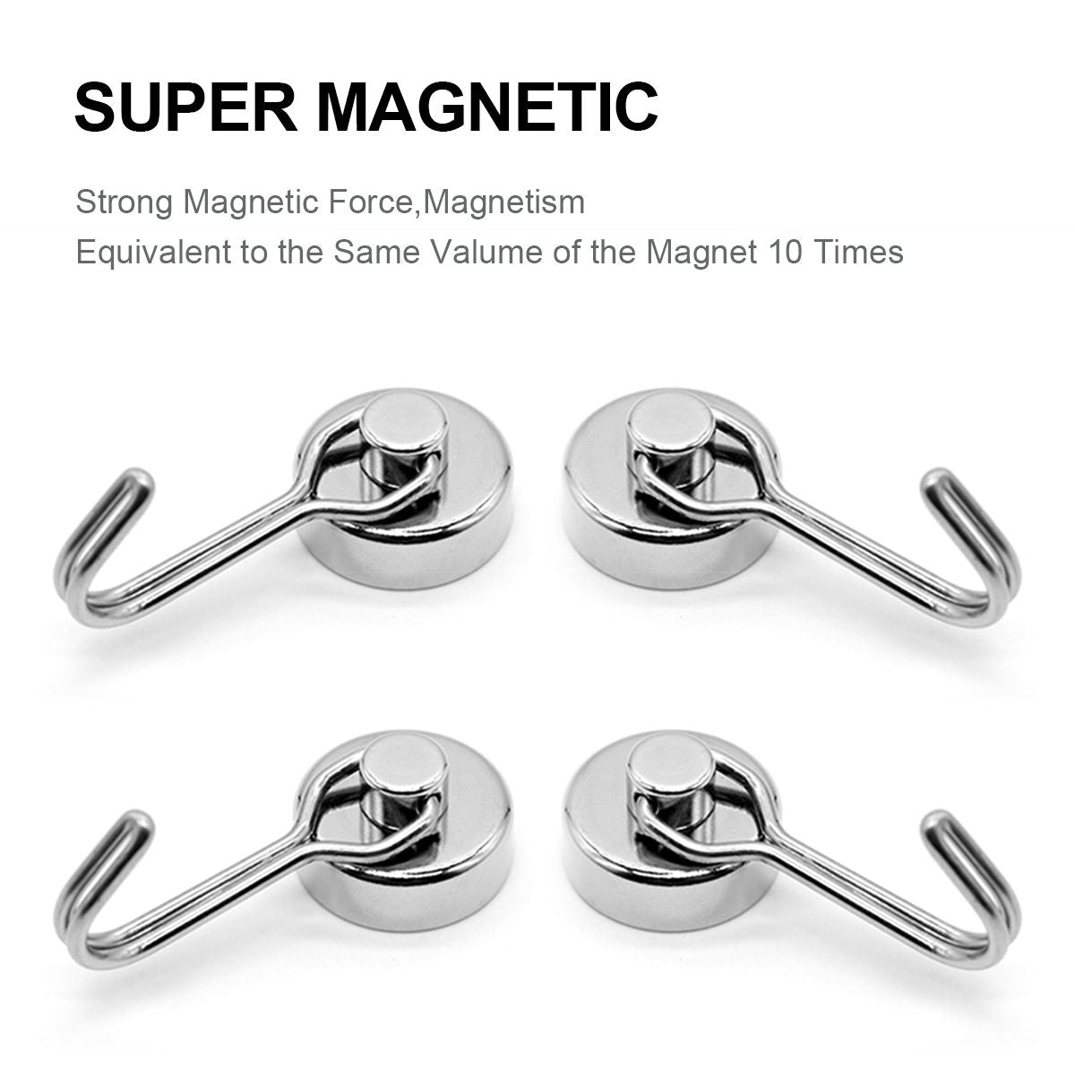 Heavy Duty Magnetic Hooks, Neodymium Swivel Hook Magnets, 360° Rotating Metal Hooks for Kitchen, Garage, Refrigerator and Home Storage