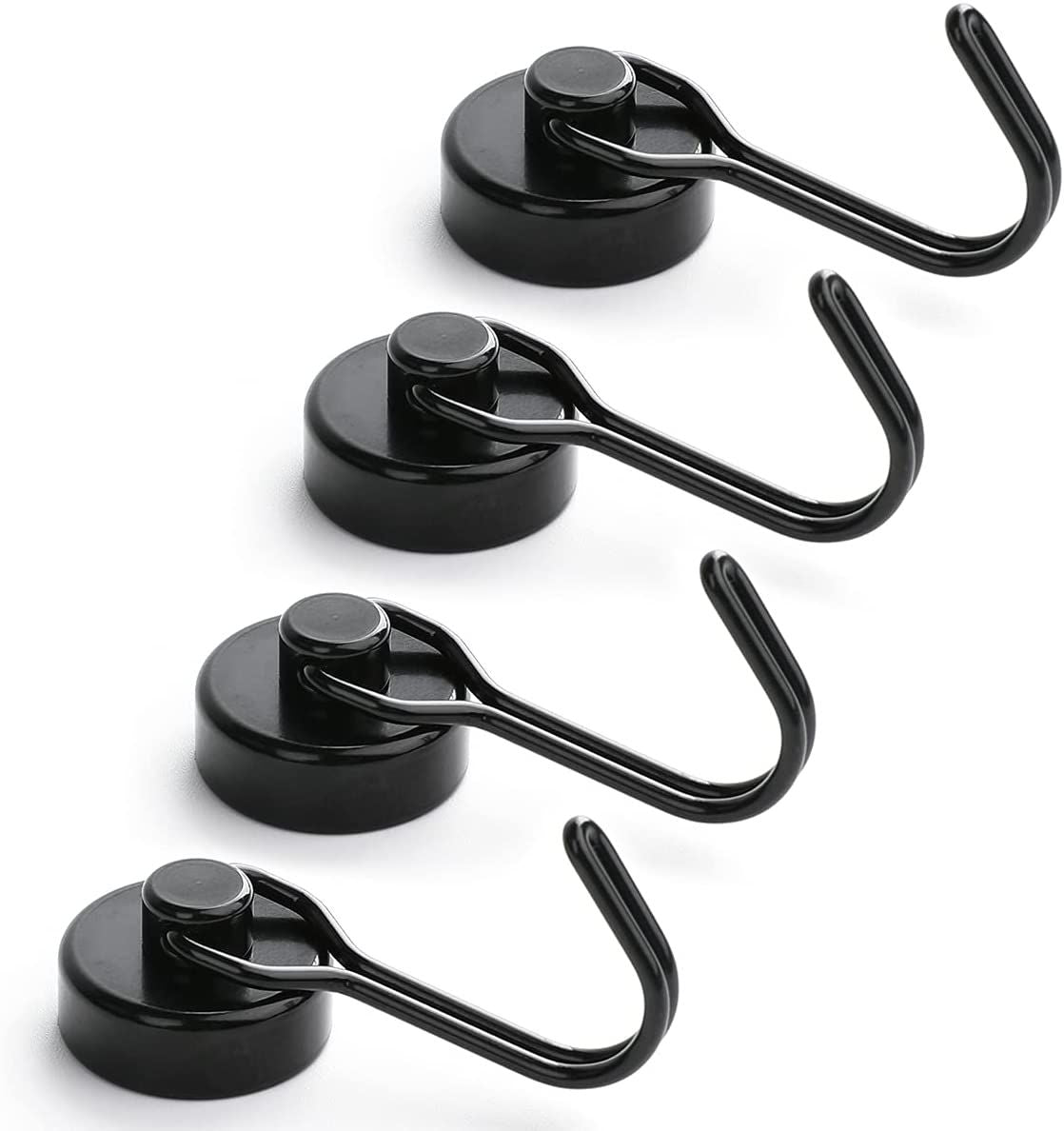 Heavy Duty Magnetic Hooks, Neodymium Swivel Hook Magnets, 360° Rotating Metal Hooks for Kitchen, Grill Tools, Garage, Refrigerator and Home Organization
