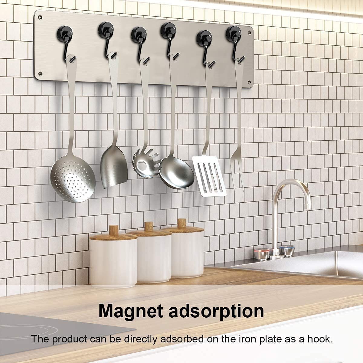Heavy Duty Magnetic Hooks, Neodymium Swivel Hook Magnets, 360° Rotating Metal Hooks for Kitchen, Grill Tools, Garage, Refrigerator and Home Organization