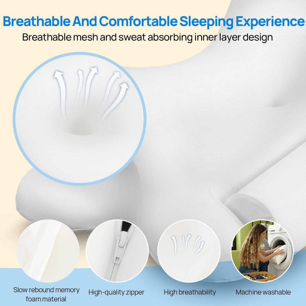 Ergonomic Cervical Neck Pillow, Contour Memory Foam Pillow with Breathable Cover, White