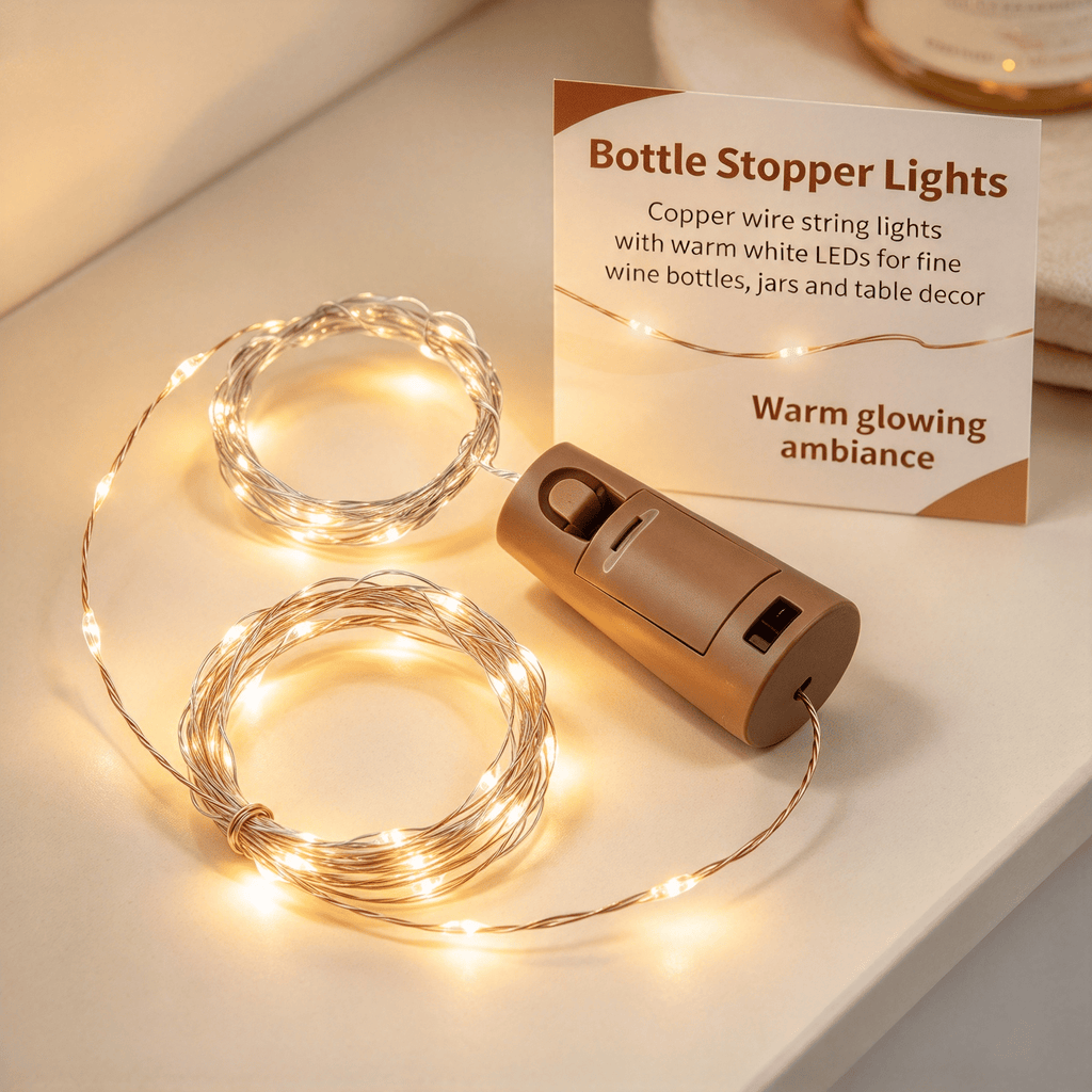2 Pack Wine Bottle Cork String Lights, 20 LED Bottle Stopper Fairy Lights, 2M Copper Wire for DIY Jars, Wedding, Party and Christmas Decor
