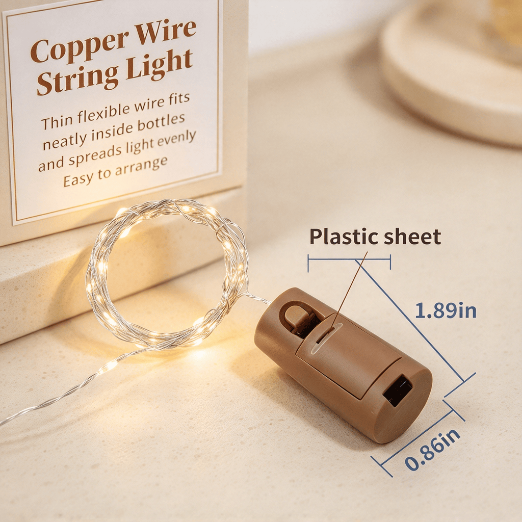 2 Pack Wine Bottle Cork String Lights, 20 LED Bottle Stopper Fairy Lights, 2M Copper Wire for DIY Jars, Wedding, Party and Christmas Decor