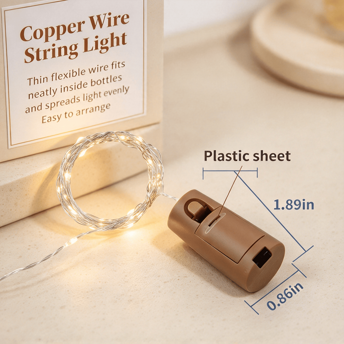 2 Pack Wine Bottle Cork String Lights, 20 LED Bottle Stopper Fairy Lights, 2M Copper Wire for DIY Jars, Wedding, Party and Christmas Decor
