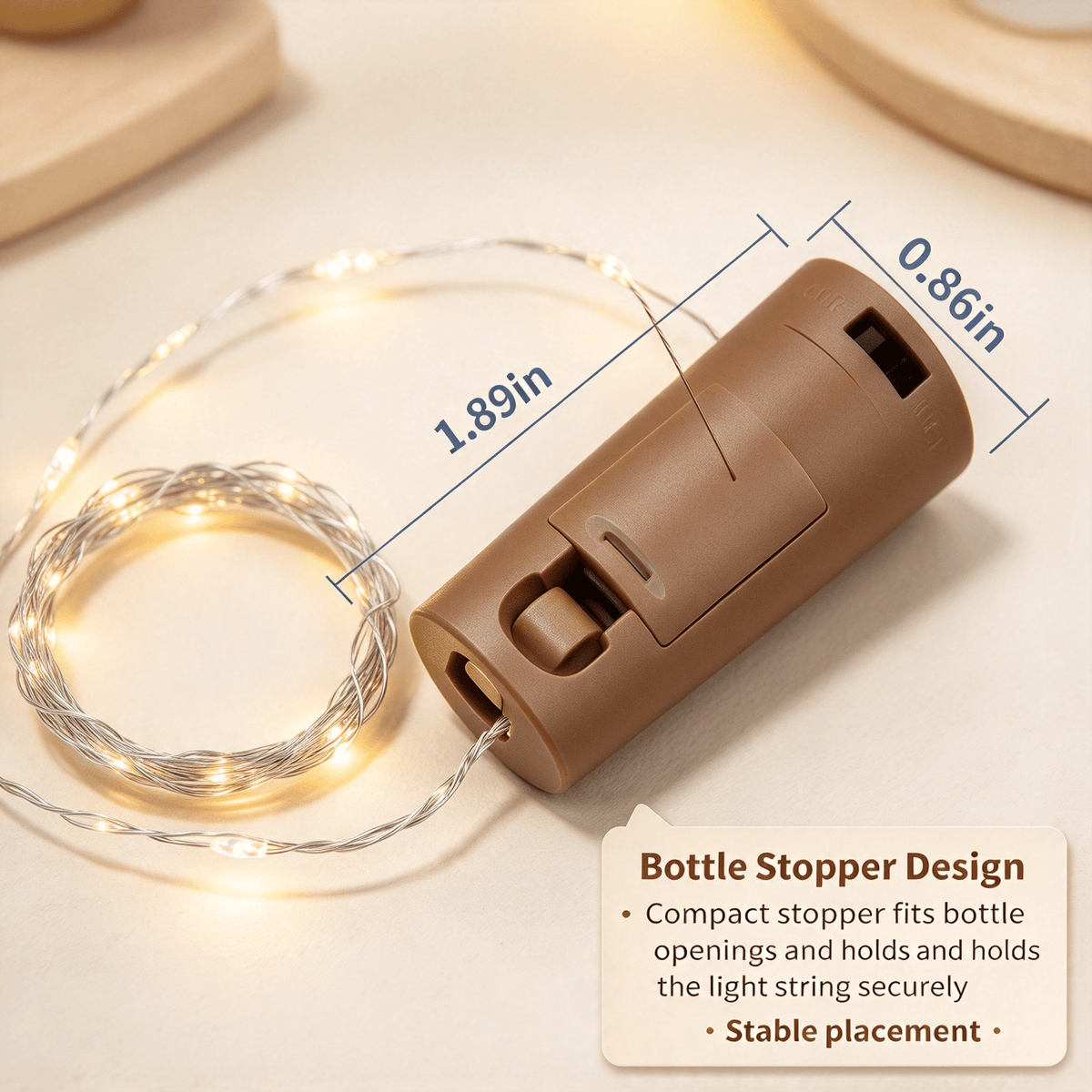 2 Pack Wine Bottle Cork String Lights, 20 LED Bottle Stopper Fairy Lights, 2M Copper Wire for DIY Jars, Wedding, Party and Christmas Decor