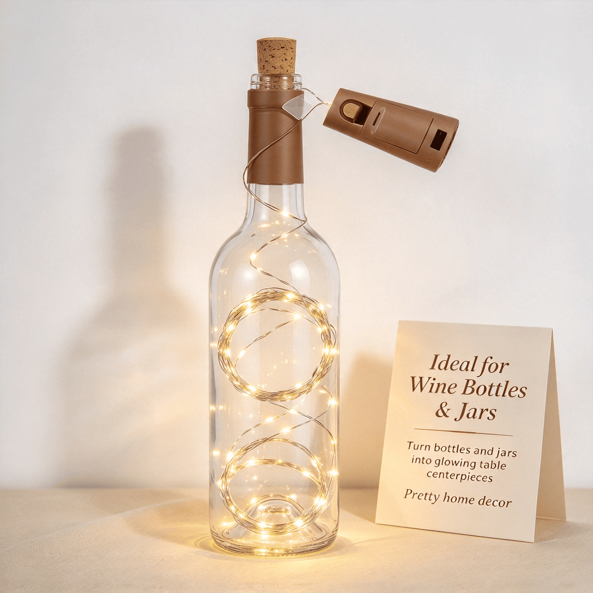 2 Pack Wine Bottle Cork String Lights, 20 LED Bottle Stopper Fairy Lights, 2M Copper Wire for DIY Jars, Wedding, Party and Christmas Decor