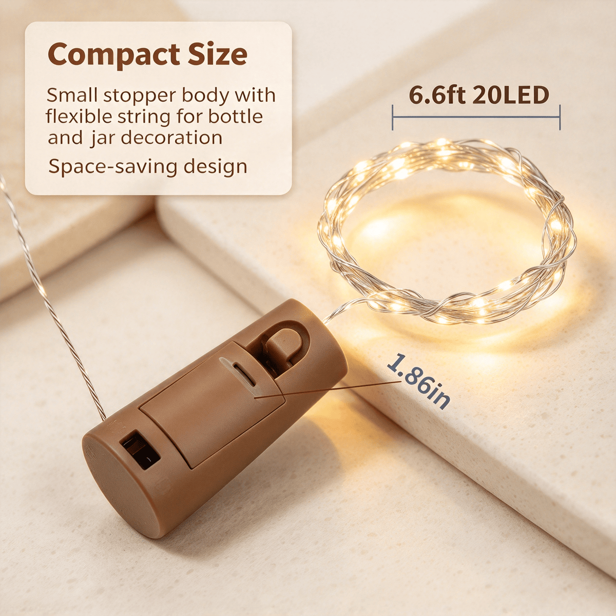 2 Pack Wine Bottle Cork String Lights, 20 LED Bottle Stopper Fairy Lights, 2M Copper Wire for DIY Jars, Wedding, Party and Christmas Decor