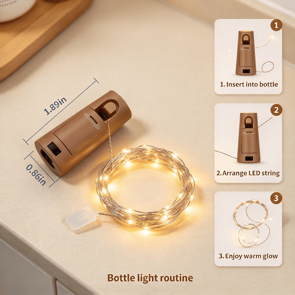 2 Pack Wine Bottle Cork String Lights, 20 LED Bottle Stopper Fairy Lights, 2M Copper Wire for DIY Jars, Wedding, Party and Christmas Decor
