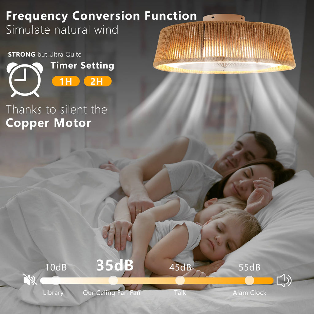 AEELLEEA 21.3" Boho Caged Ceiling Fan with Light, Remote Control, 6 Speeds, Dimmable LED, Reversible Motor, White