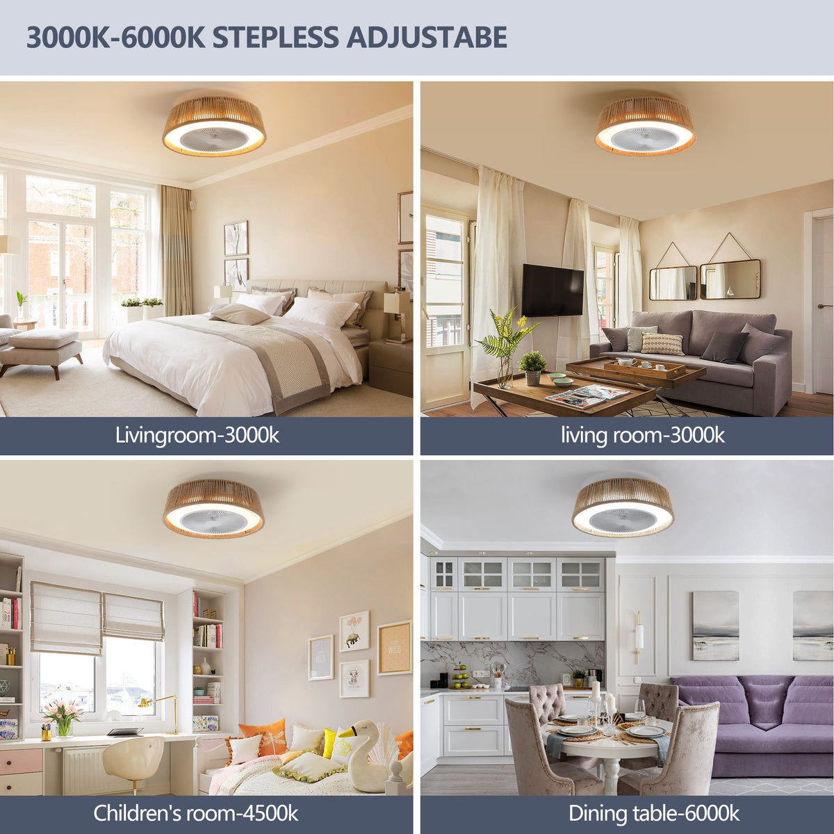 AEELLEEA 21.3" Boho Caged Ceiling Fan with Light, Remote Control, 6 Speeds, Dimmable LED, Reversible Motor, White