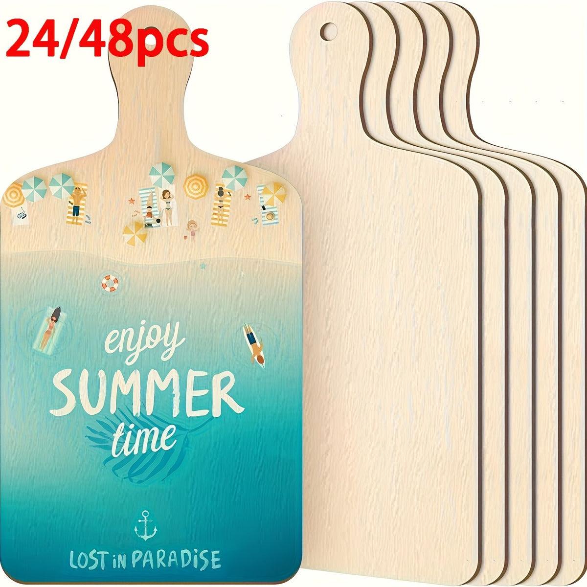 24pc Blank Wooden Paddle Craft Boards with Handles, 6.3" x 11.8", DIY Painting & Wood Burning Signs