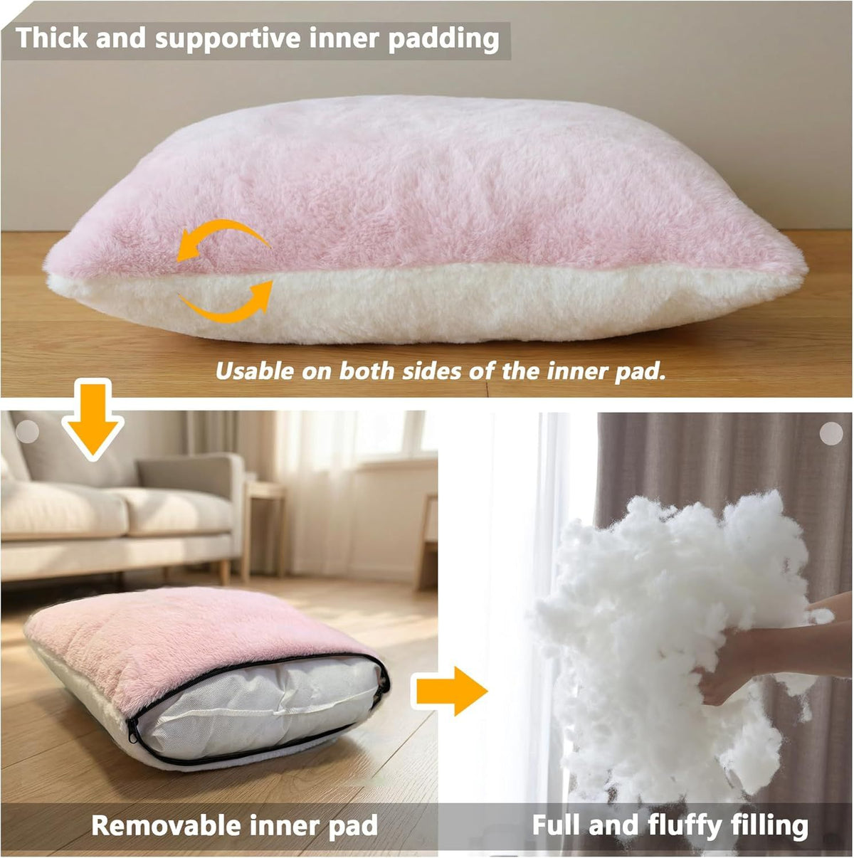 2-in-1 Foldable Cat Cave Bed with Removable Cushion & Plush Ball - Pink