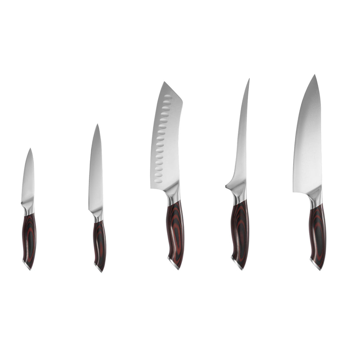 AEELLEEA 5-Piece High-Carbon Stainless Steel Kitchen Knife Set with Ergonomic Crack-Resistant Handles 中文标题