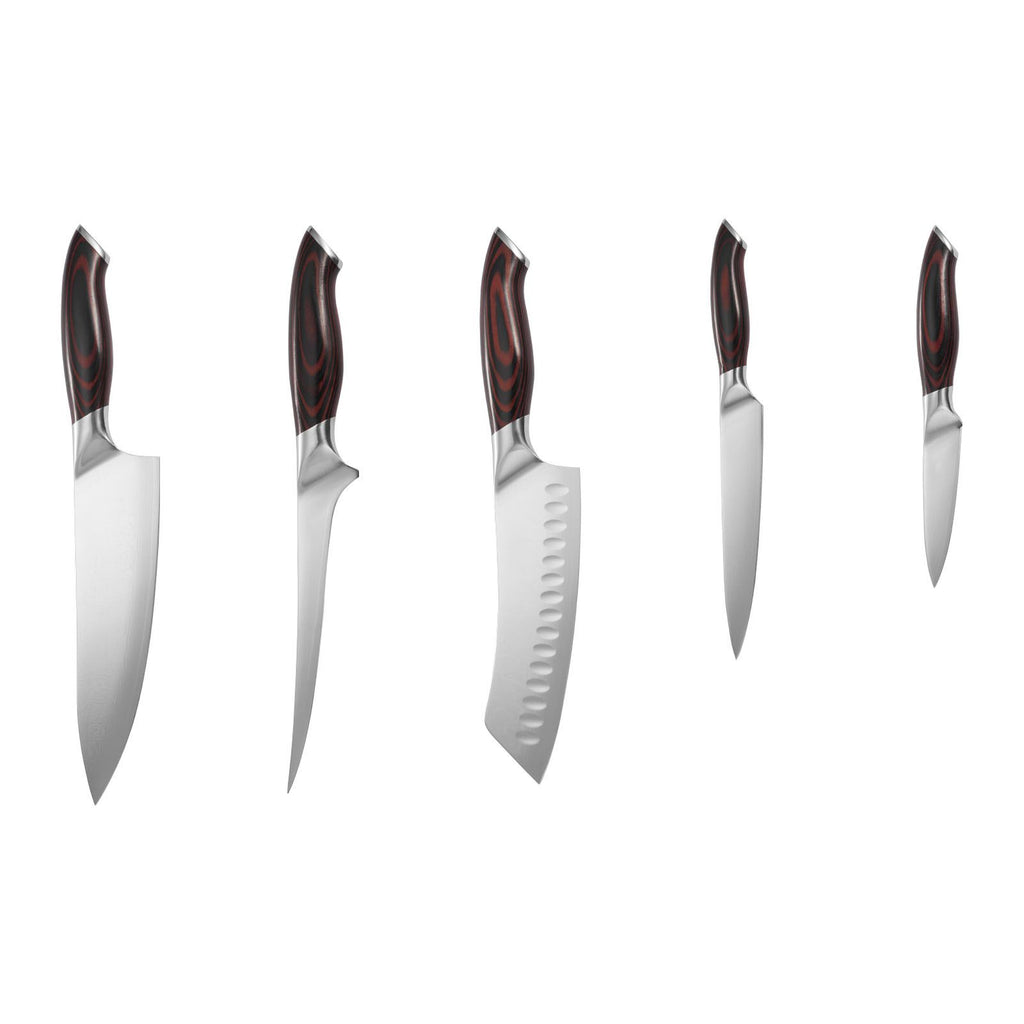 AEELLEEA 5-Piece High-Carbon Stainless Steel Kitchen Knife Set with Ergonomic Crack-Resistant Handles 中文标题