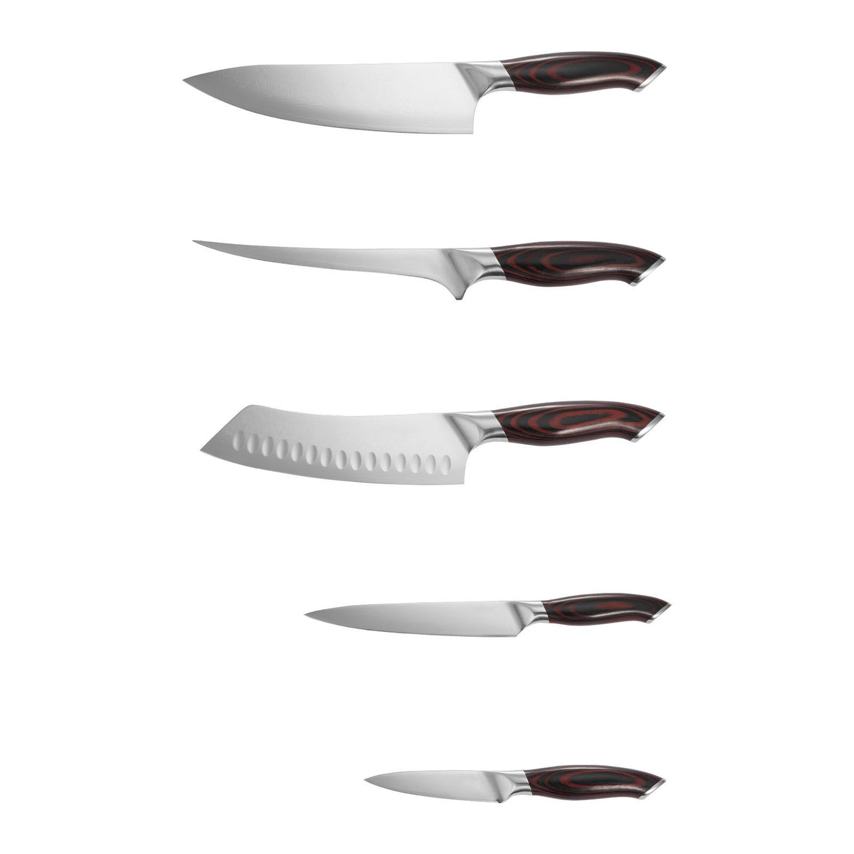 AEELLEEA 5-Piece High-Carbon Stainless Steel Kitchen Knife Set with Ergonomic Crack-Resistant Handles 中文标题