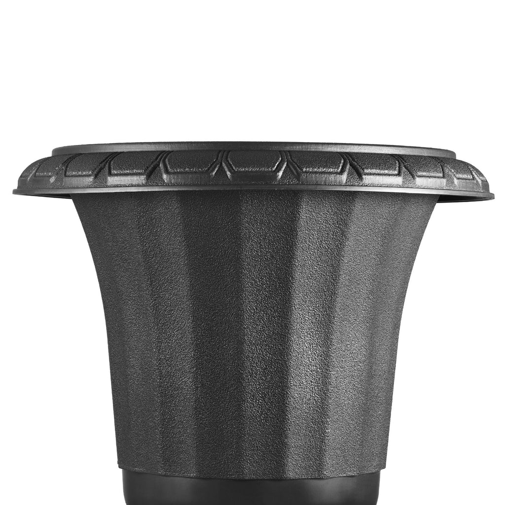 16.5" Black Urn Planters, 2-Pack, Indoor Outdoor Christmas Porch Planters