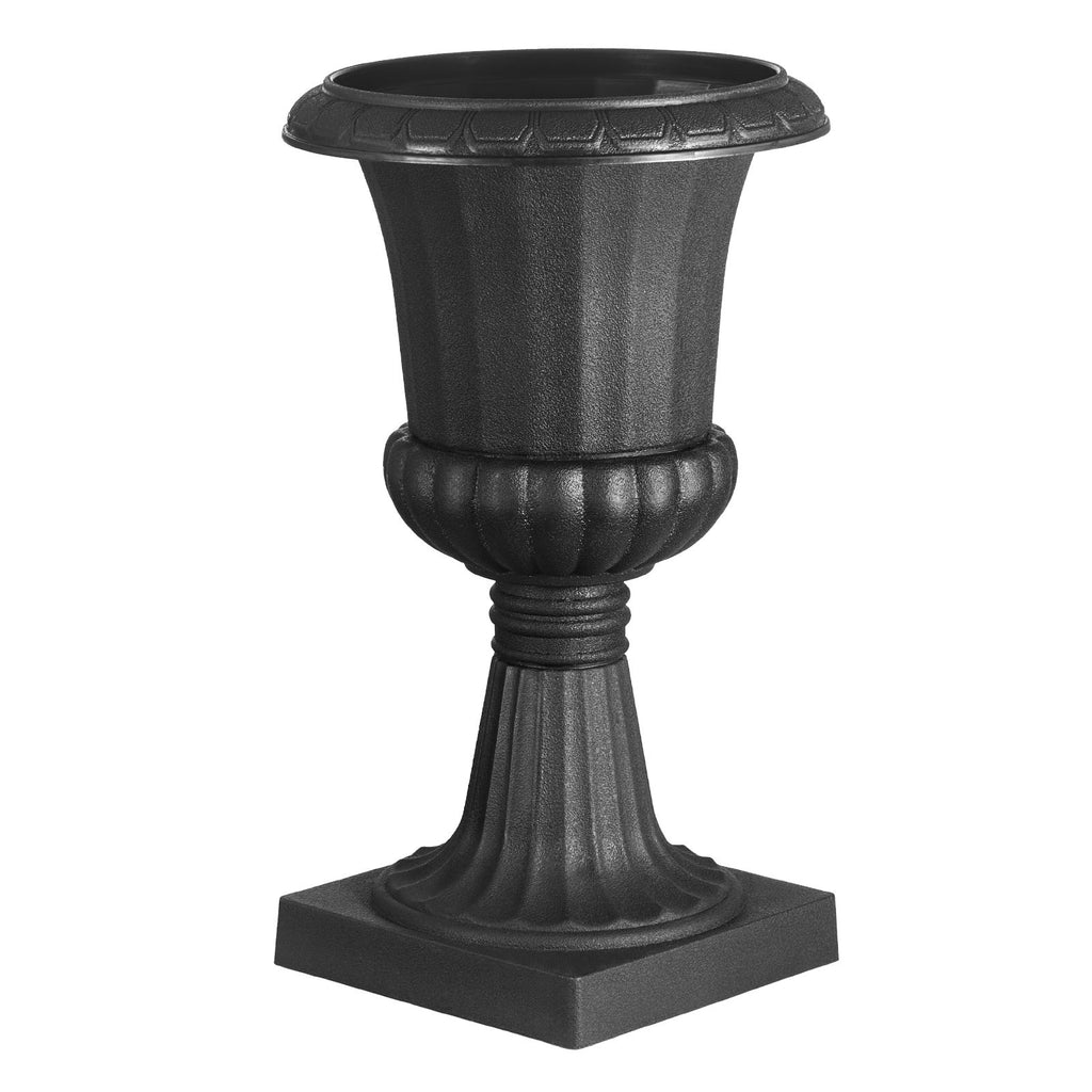 16.5" Black Urn Planters, 2-Pack, Indoor Outdoor Christmas Porch Planters