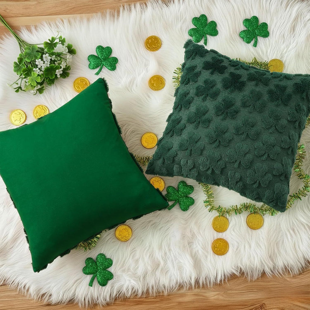 18"x18" Green Textured Throw Pillow Covers, Set of 2, Christmas & Holiday Decor