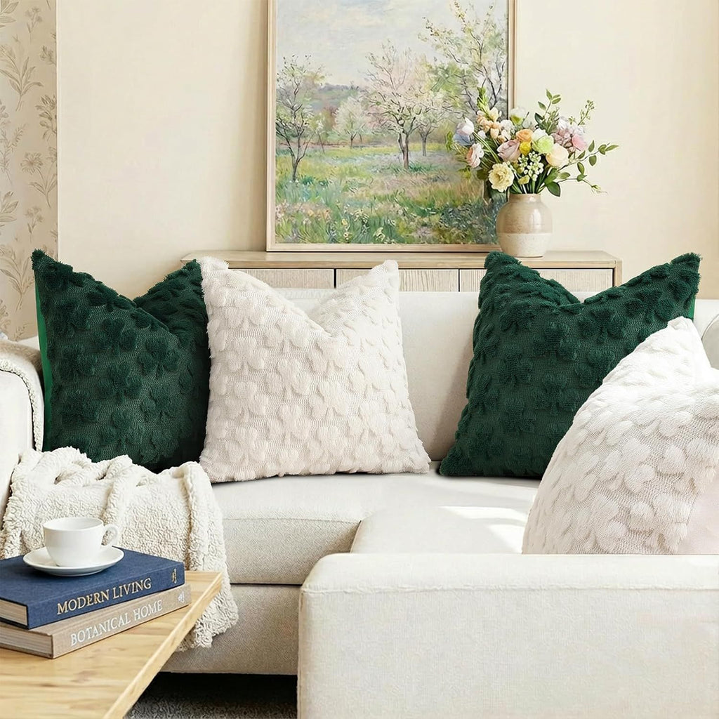 18"x18" Green Textured Throw Pillow Covers, Set of 2, Christmas & Holiday Decor
