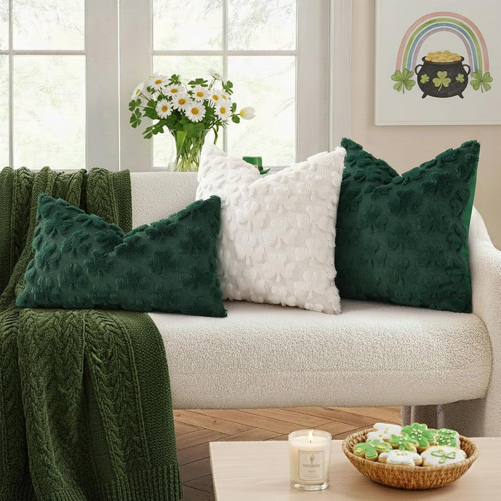 18"x18" Green Textured Throw Pillow Covers, Set of 2, Christmas & Holiday Decor