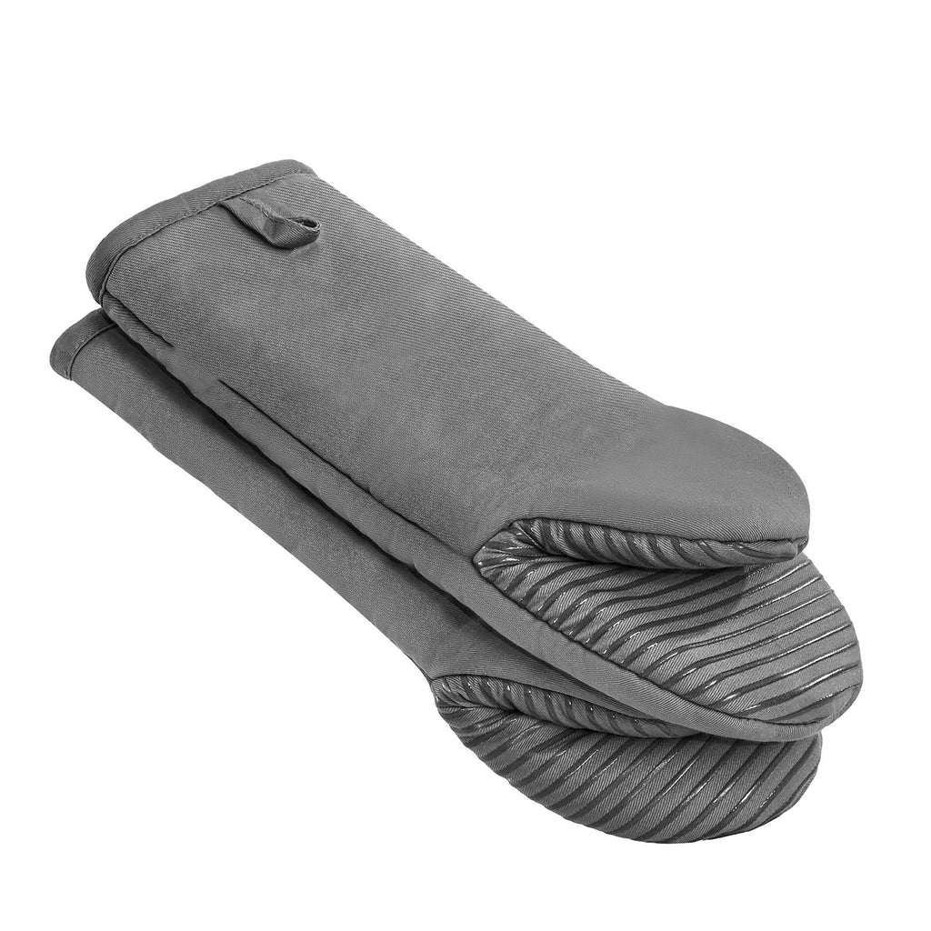 Oven Mitts, Mini Oven Mitt Set with Non-Slip Silicone Strips, Heat Resistant to 500°F, Cotton Baking Mitts 13.07x6.1" with 2 Hooks, 2 Piece