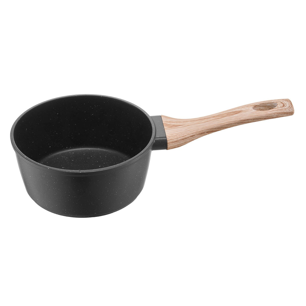 1.5qt Nonstick Saucepan with Lid - Aluminum Alloy Granite Coated Pot, Induction Compatible, Black