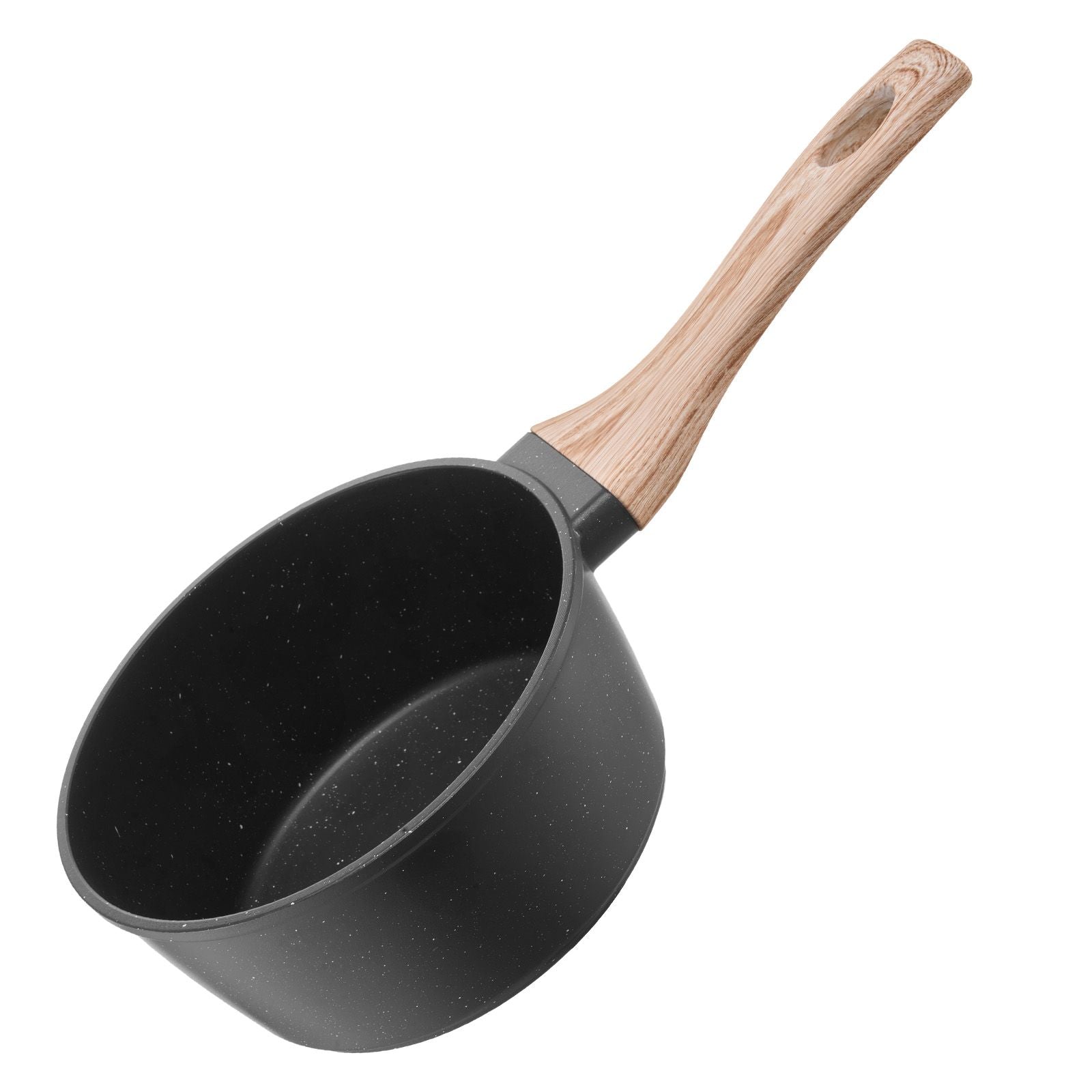 1.5qt Nonstick Saucepan with Lid - Aluminum Alloy Granite Coated Pot, Induction Compatible, Black