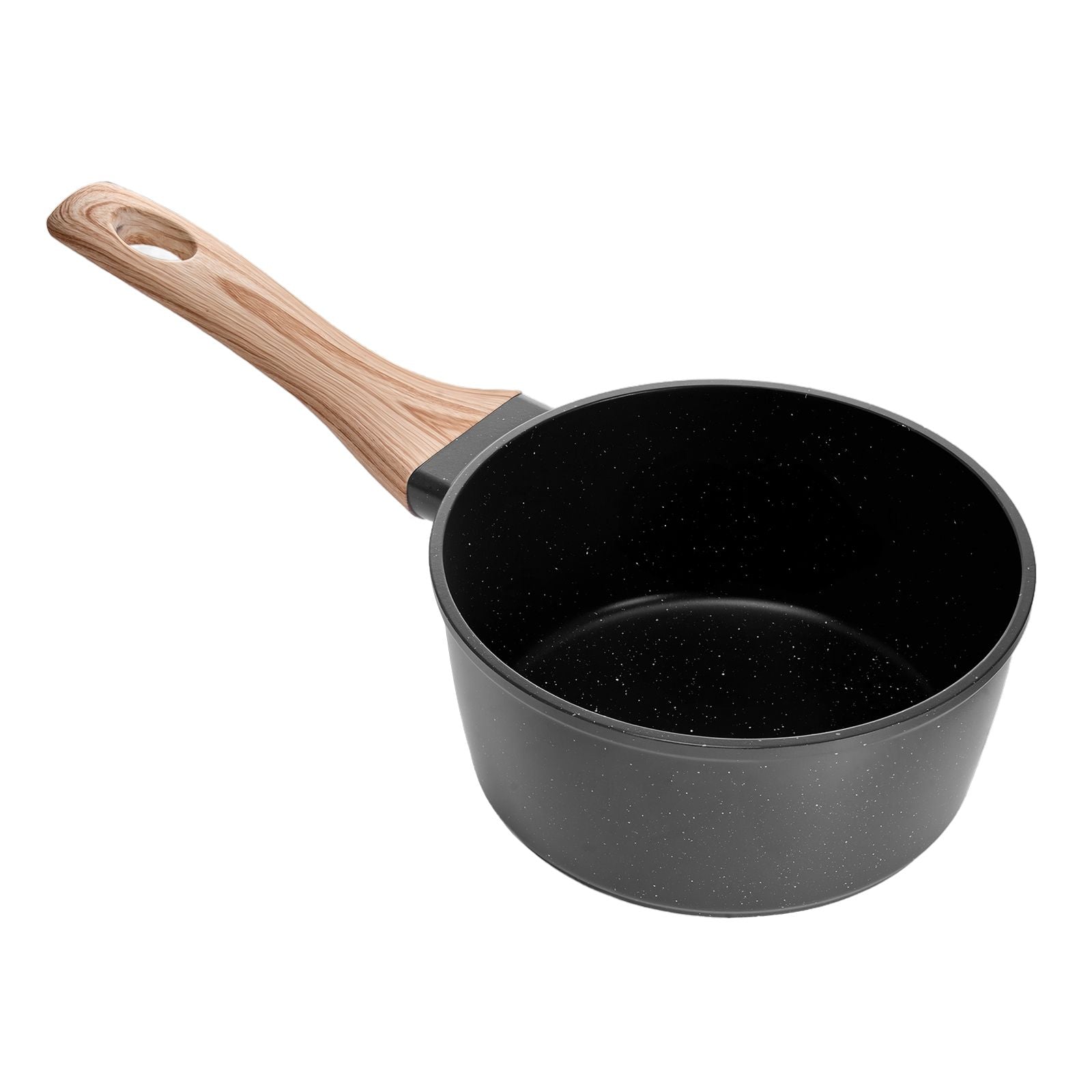 1.5qt Nonstick Saucepan with Lid - Aluminum Alloy Granite Coated Pot, Induction Compatible, Black