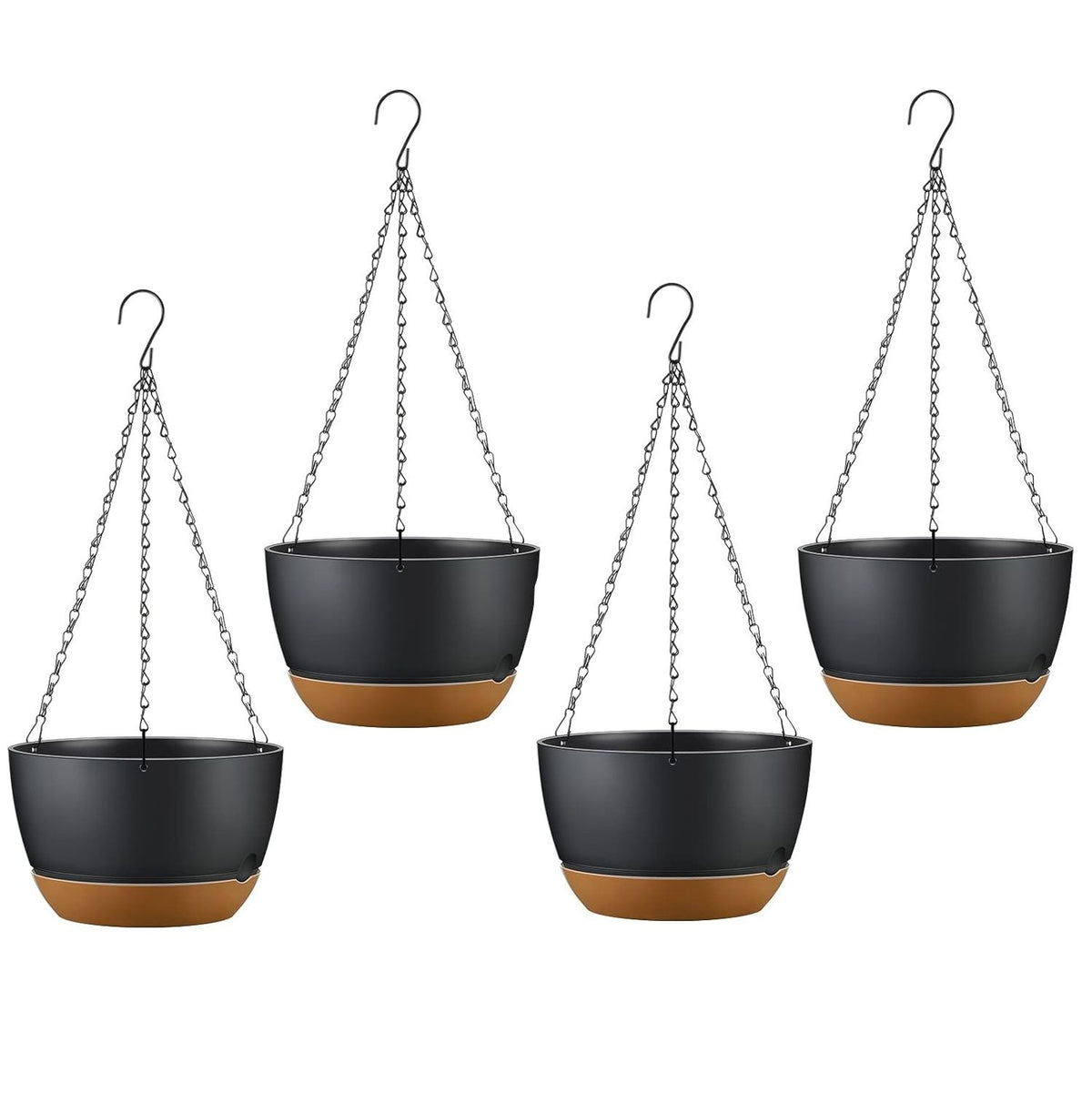 9.64" Self-Watering Hanging Planters, 4-Pack, Indoor Outdoor Christmas Plant Pots
