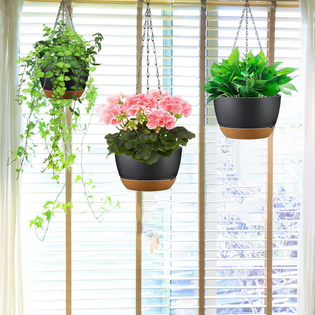 9.64" Self-Watering Hanging Planters, 4-Pack, Indoor Outdoor Christmas Plant Pots