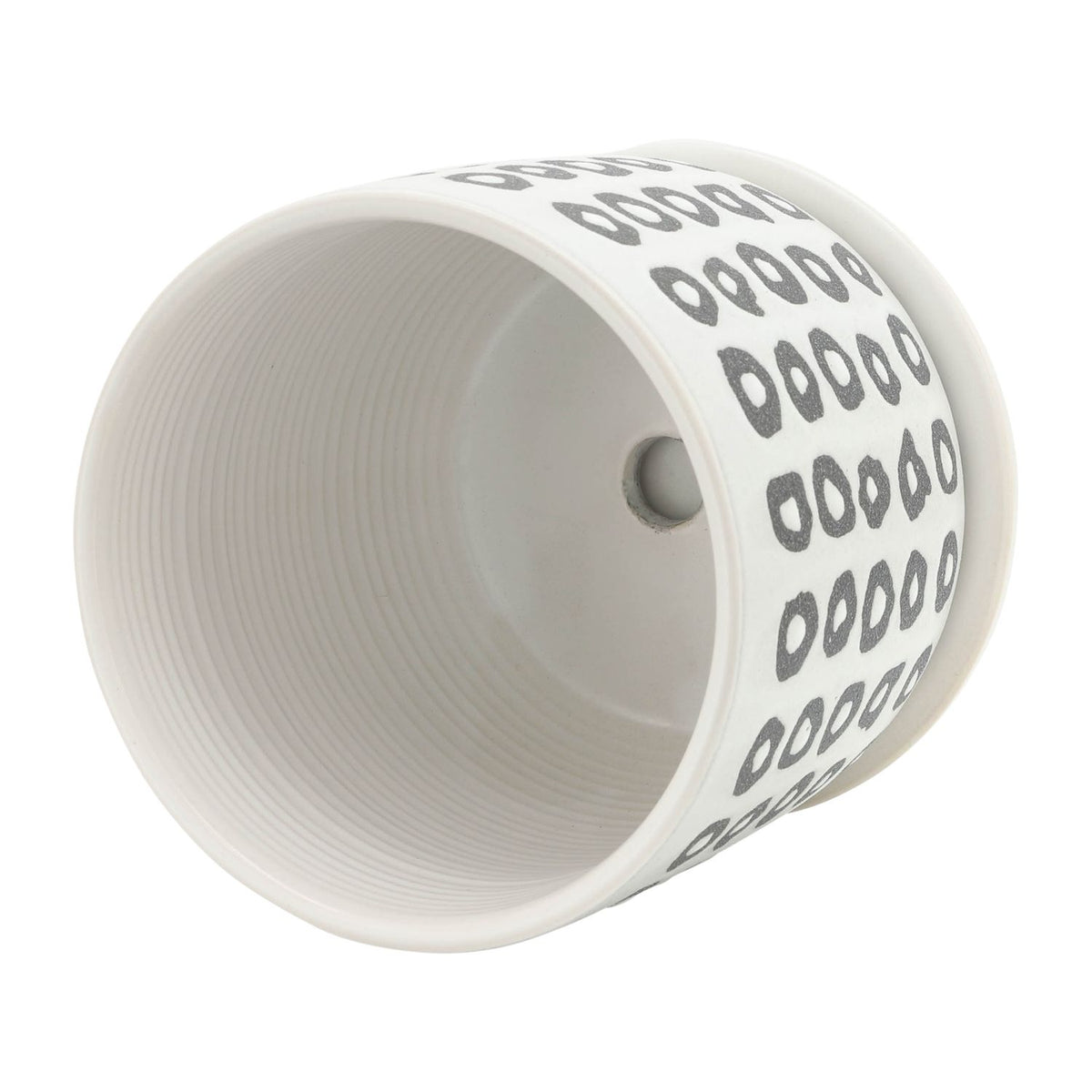 5"/6" Black & White Geometric Ceramic Planters with Saucers, Set of 2, Christmas Plant Decor