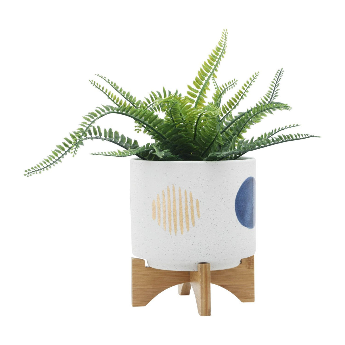 2pc White Ceramic Planter Set with Stands, 5" & 7.75" Indoor Outdoor Plant Pots