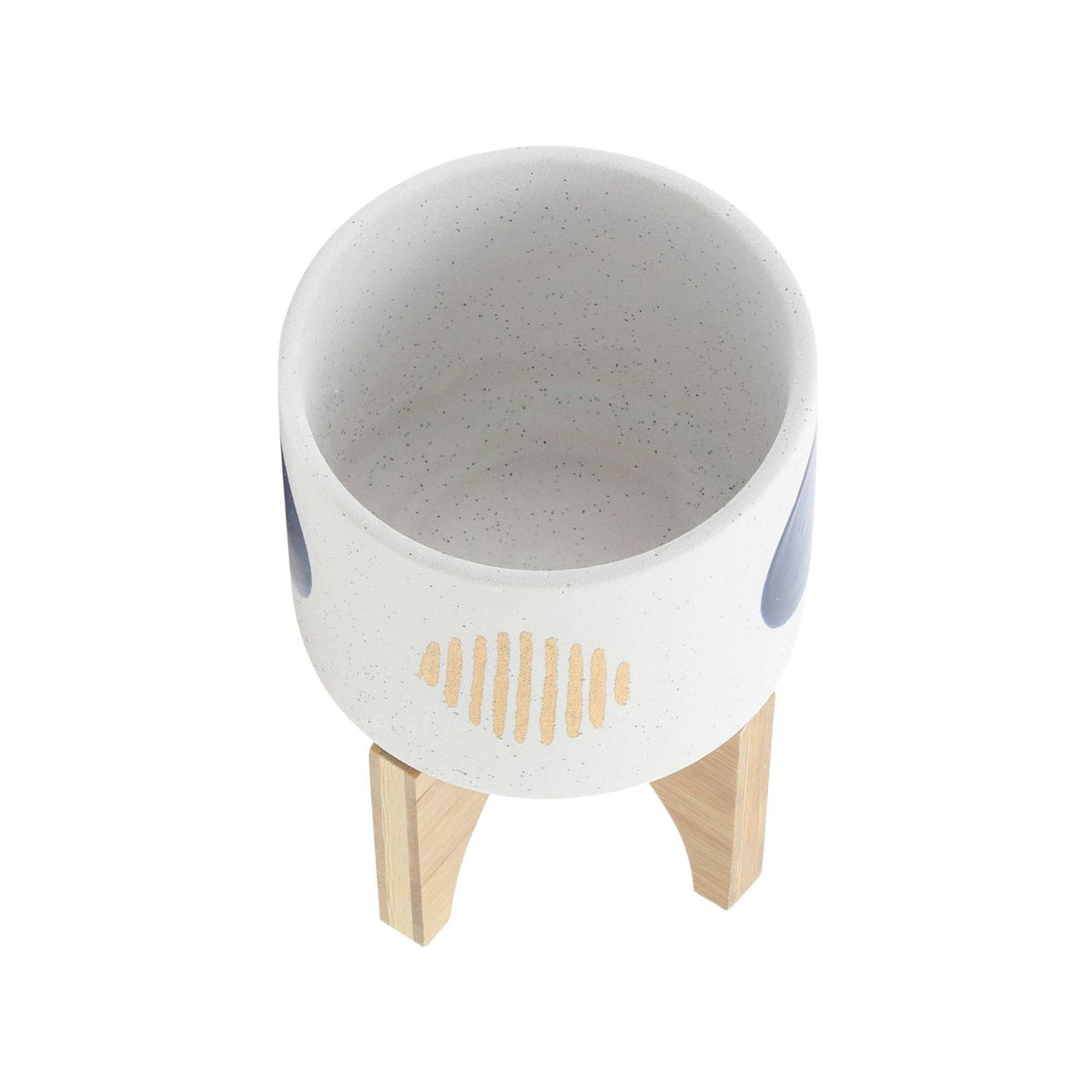 2pc White Ceramic Planter Set with Stands, 5" & 7.75" Indoor Outdoor Plant Pots