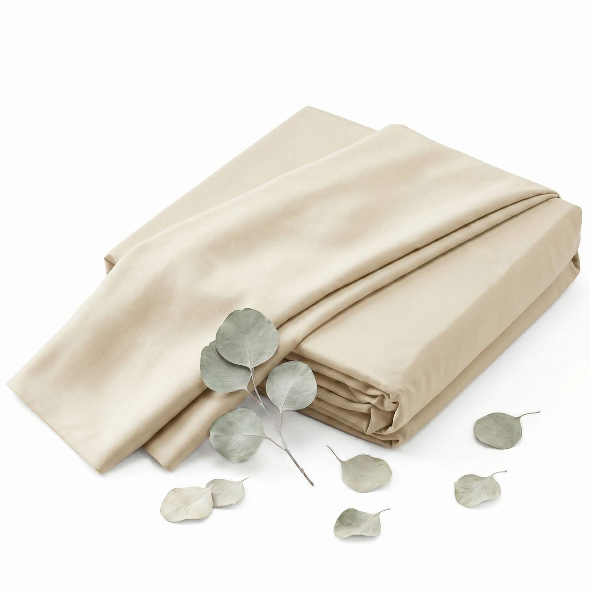 AEELLEEA 4-Piece Queen TENCEL Lyocell Sheet Set, 320 Thread Count, Deep Pocket, OEKO-TEX Certified, Cream