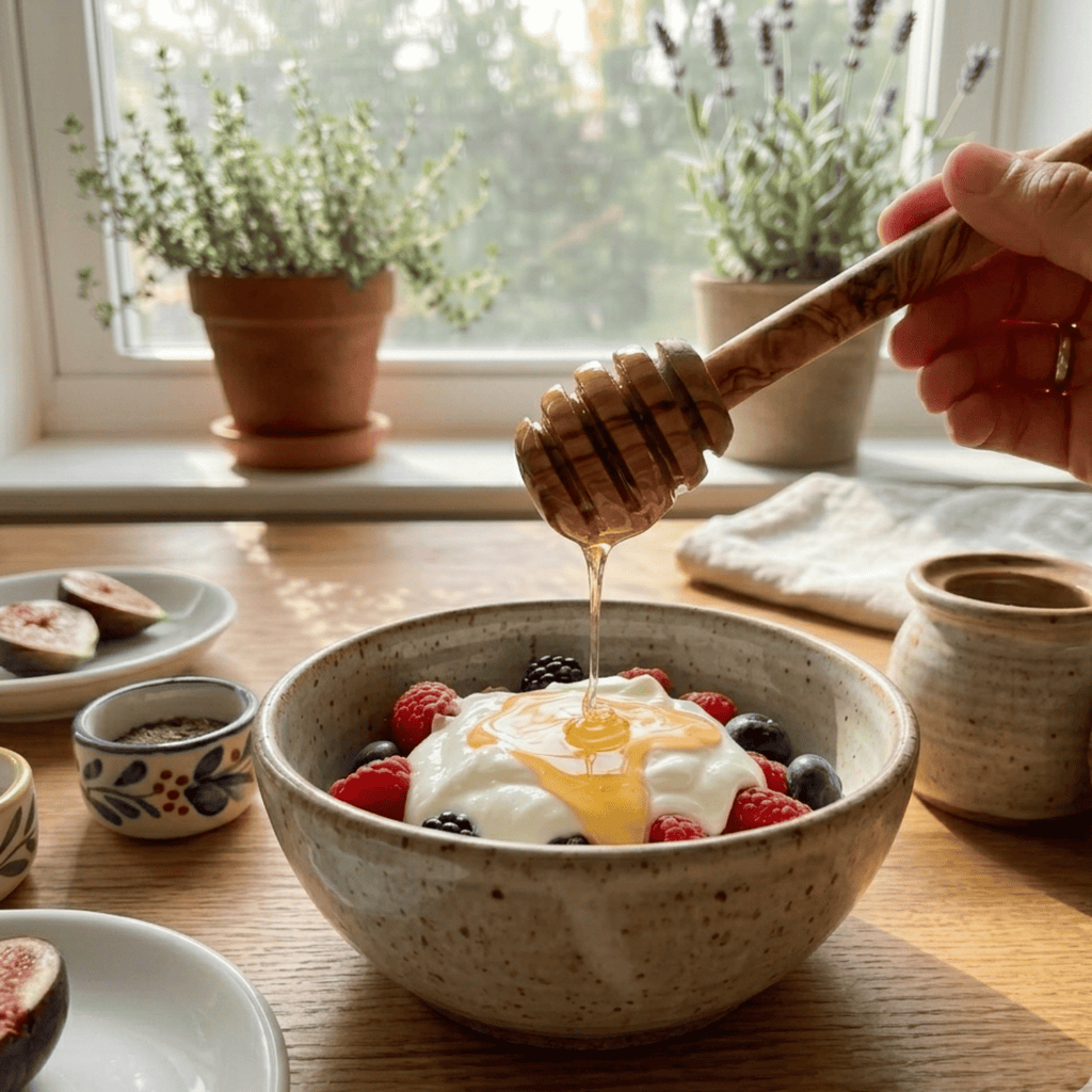6" Natural Olive Wood Honey Dipper – Handcrafted Wooden Honey Spoon for Tea, Coffee & Syrup