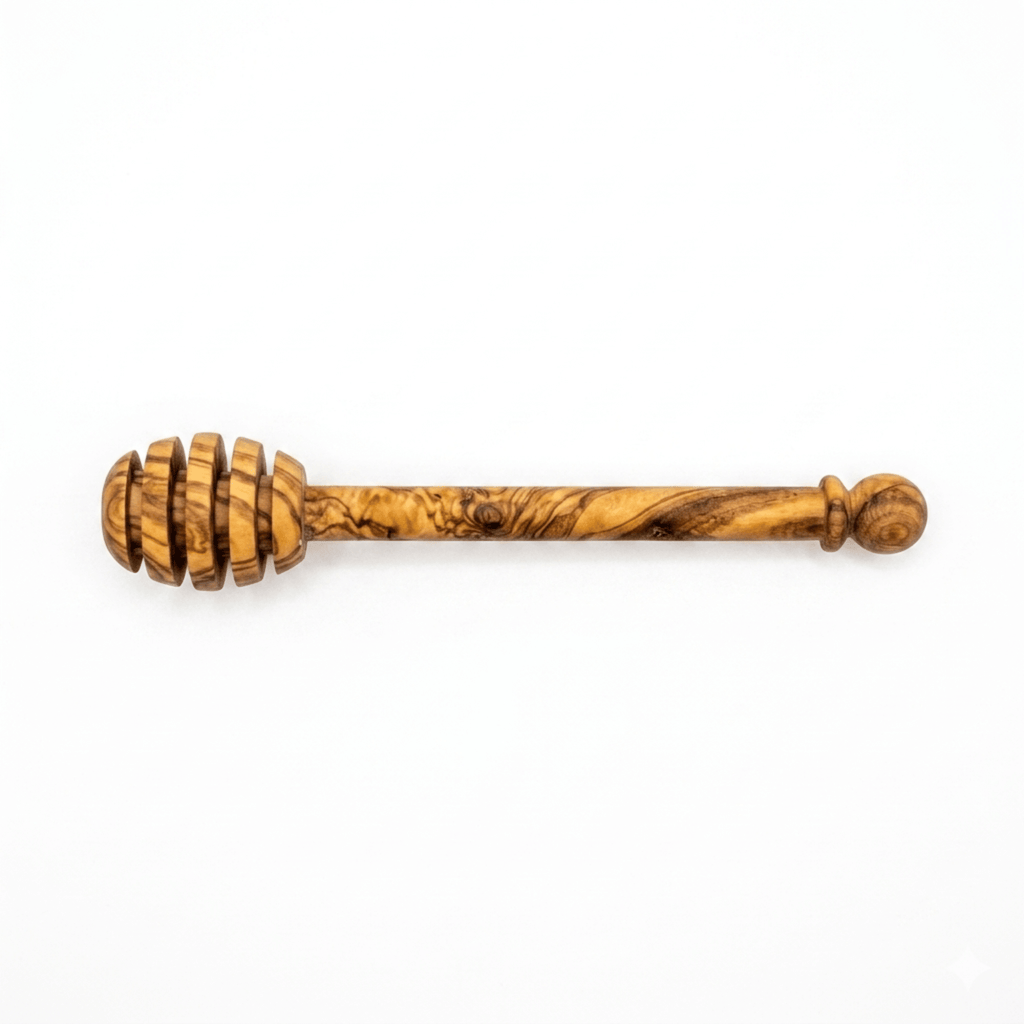 6" Natural Olive Wood Honey Dipper – Handcrafted Wooden Honey Spoon for Tea, Coffee & Syrup