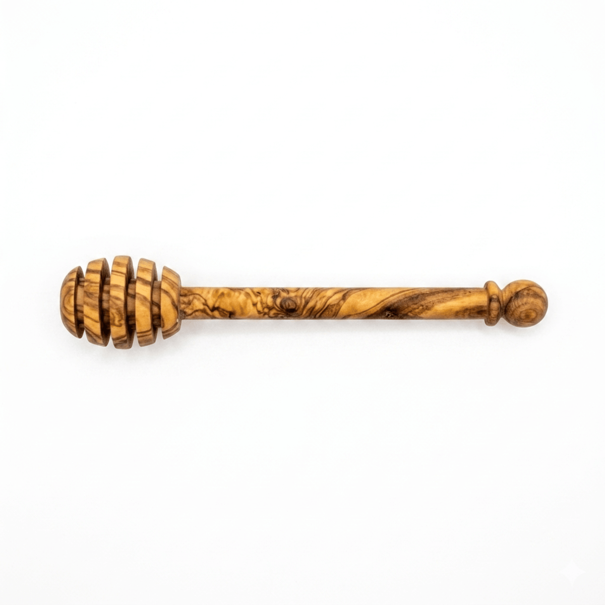 6" Natural Olive Wood Honey Dipper – Handcrafted Wooden Honey Spoon for Tea, Coffee & Syrup