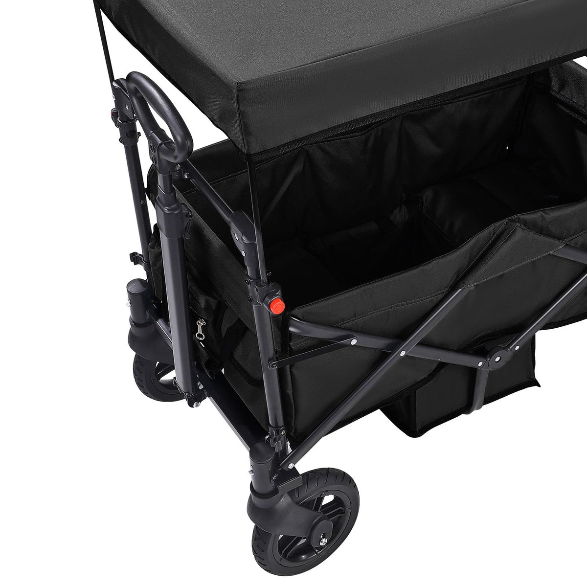AEELLEEA 2-Kid Collapsible Wagon Stroller with Removable Canopy, Adjustable Push/Pull Handle & Brakes, Black