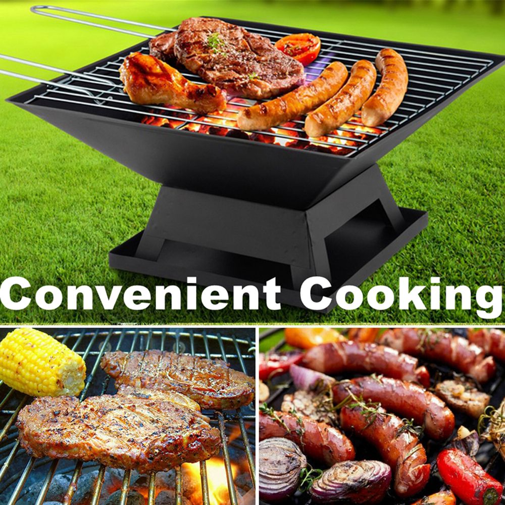 AEELLEEA Square Wood Burning Fire Pit with Mesh Spark Screen and Poker, Portable Outdoor Fireplace for Patio and Backyard, Black