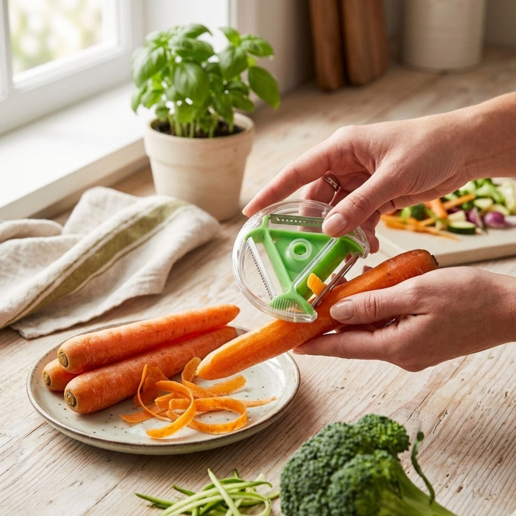 3-in-1 Vegetable & Fruit Peeler with Stainless Steel Swivel Blades, Ergonomic Non-Slip Handle, Multicolor