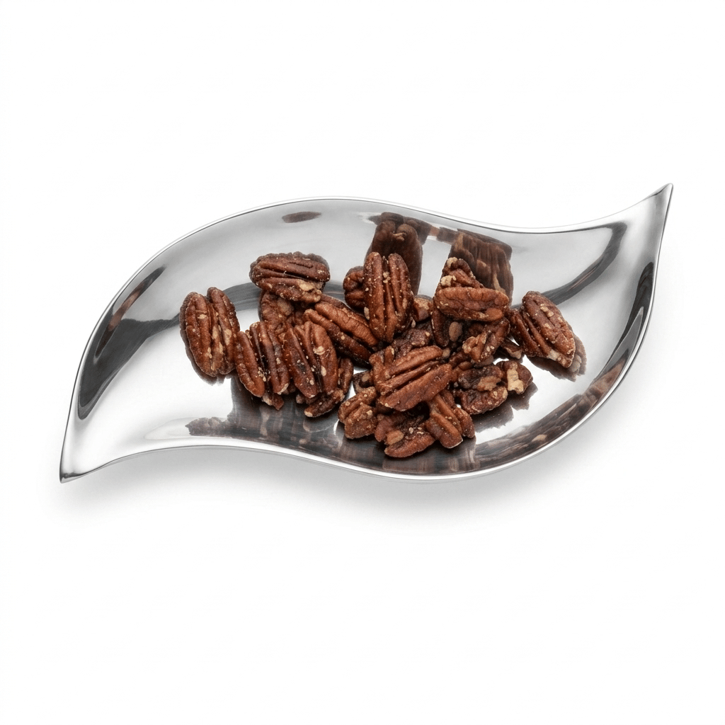 8" Wavy Aluminum Serving Bowl – Hand-Cast Snack, Nut & Appetizer Dish, Silver
