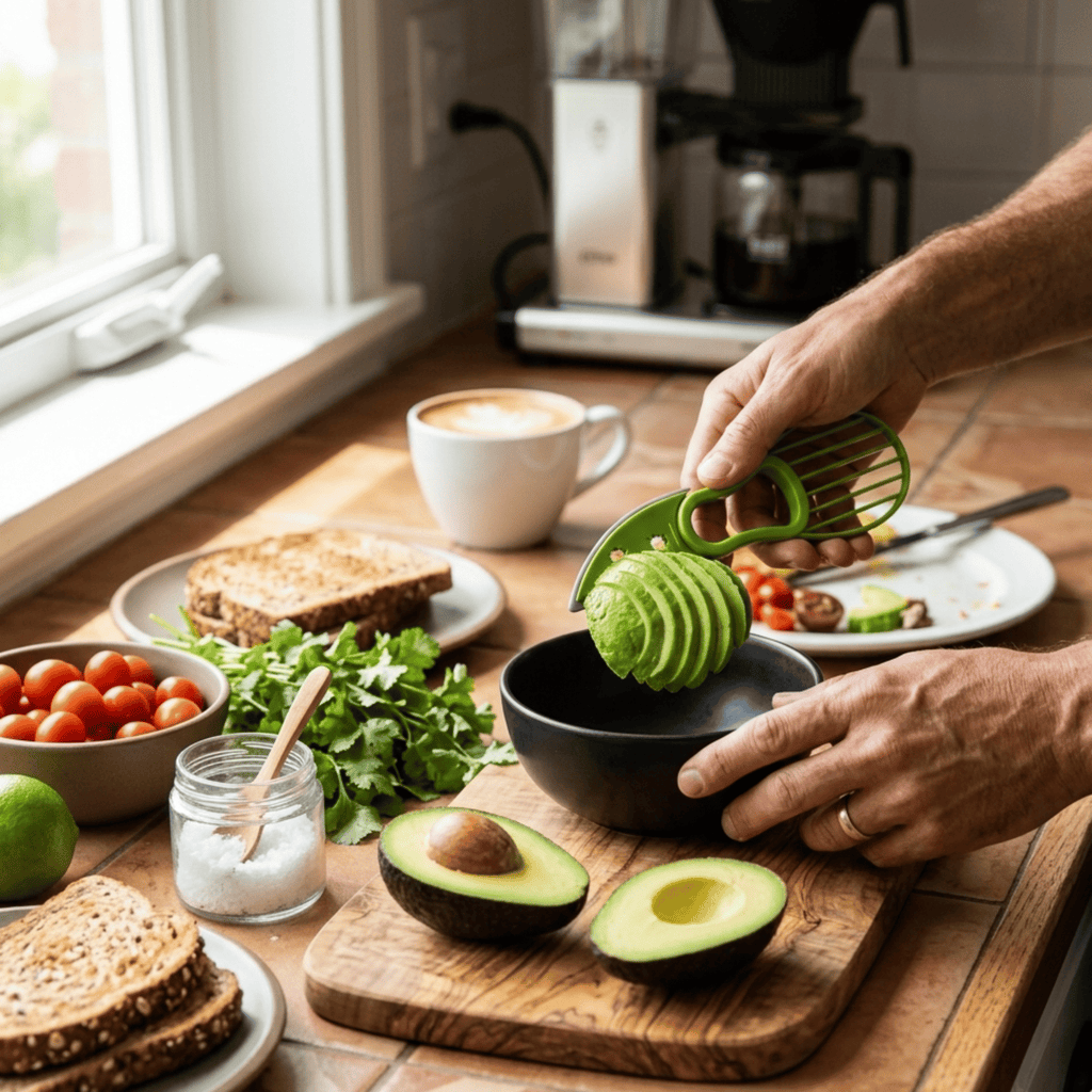 3-in-1 Avocado Slicer Tool, Avocado Cutter and Pitter with Ergonomic Grip, Multi-Function Fruit Preparation Tool for Kitchen