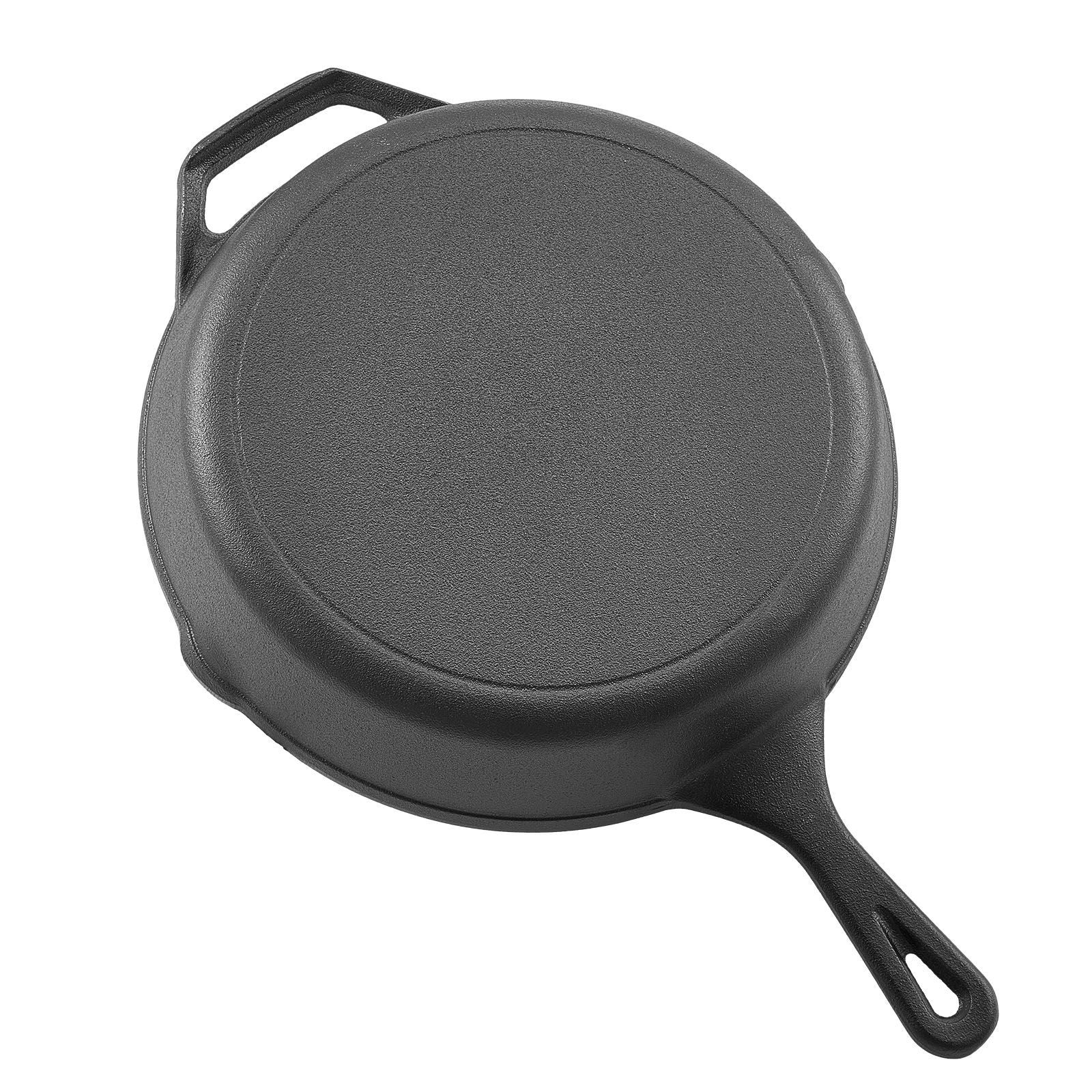 4pc Cast Iron Skillet Set, 6", 8", 10" & 12" Pre-Seasoned Frying Pans - Black