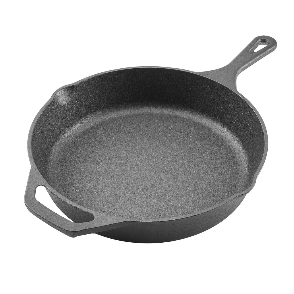 4pc Cast Iron Skillet Set, 6", 8", 10" & 12" Pre-Seasoned Frying Pans - Black