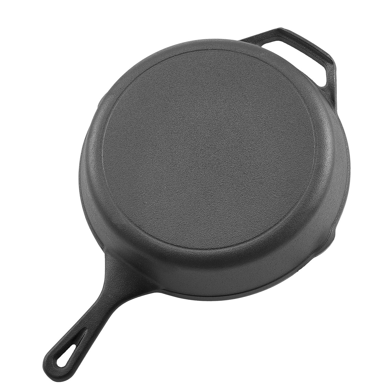 4pc Cast Iron Skillet Set, 6", 8", 10" & 12" Pre-Seasoned Frying Pans - Black