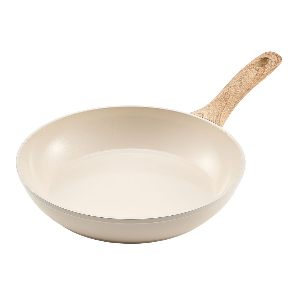 3pc Aluminum Nonstick Frying Pan Set, 8", 9.5" & 11" - Beige