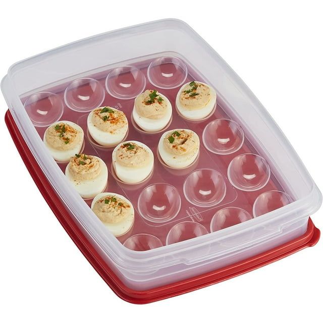 4-Pack Deviled Egg Carrier Trays with Lids, Stackable Egg Storage Containers